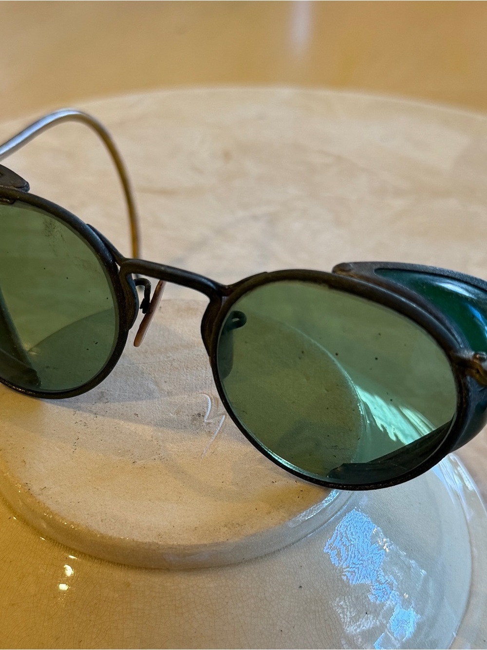 Green Lens Round Metal Steampunk Sunglasses
